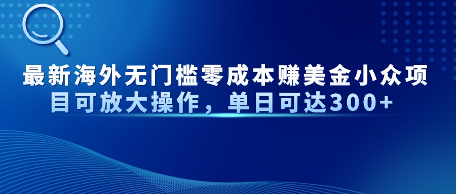 最新海外无门槛零成本赚美金小众项目可放大操作，单日可达300+-萤火网创