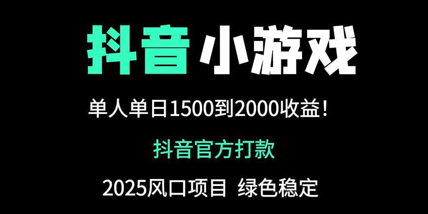 抖音官方小游戏2025全网最新玩法，暴利赚钱项目，单机日入2000+-萤火网创