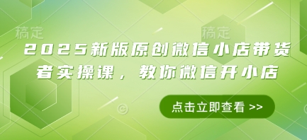 2025新版原创微信小店带货者实操课，教你微信开小店-萤火网创