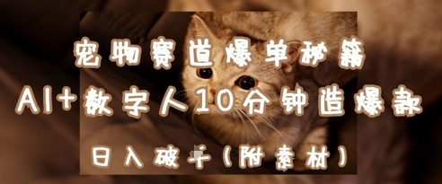 宠物赛道爆单秘籍：AI+数字人10分钟造爆款，日入1k-萤火网创