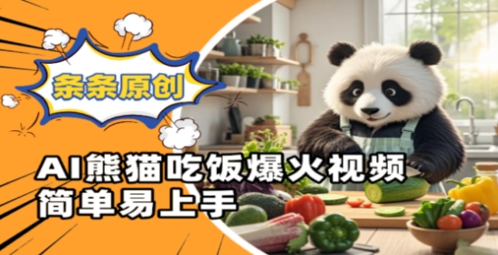 Ai熊猫吃饭爆火视频，条条原创，简单易上手-萤火网创
