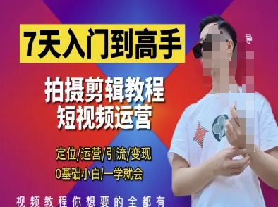 7天入门到高手，短视频剪辑运营高手课，定位 运营 引|流 变现，0基础小白一学就会-萤火网创