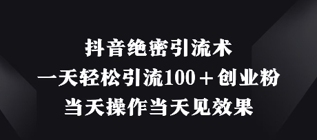 抖音绝密引流术，一天轻松引流100+创业粉，当天操作当天见效果-萤火网创