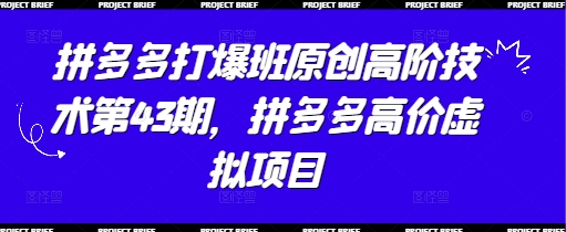 拼多多打爆班原创高阶技术第43期，拼多多高价虚拟项目-萤火网创