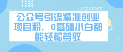 公众号引流精准创业项目粉，0基础小白都能轻松驾驭-萤火网创