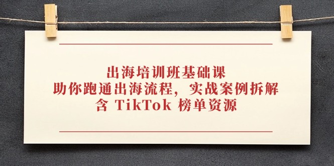 出海培训班基础课，助你跑通出海流程，实战案例拆解，含 TikTok 榜单资源-萤火网创
