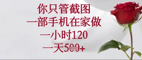 你只管截图，一部手机在家操作，一小时120.一天5张【揭秘】-萤火网创