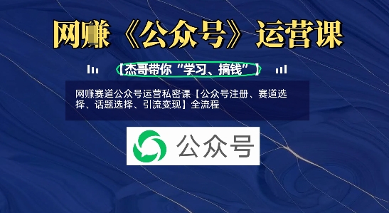网创赛道公众号运营私密课【公众号注册、赛道选择、话题选择、引流变现】全流程-萤火网创