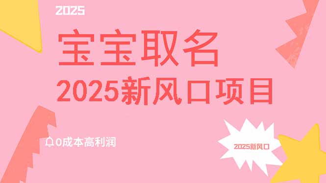 2025新风口项目宝宝取名，0成本高利润，附保姆级教程，月入过万不是梦-萤火网创