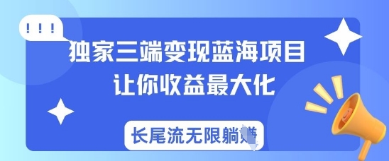 独家三端变现蓝海项目，让你收益最大化，长尾流无限躺挣-萤火网创