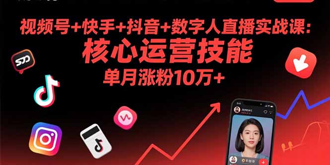 视频号+快手+抖音+数字人直播实战课(9月-萤火网创