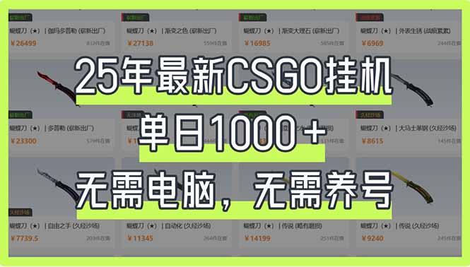25年最新CSGO挂机系统，单日1000+，无需电脑，无需养号，0基础可上手-萤火网创