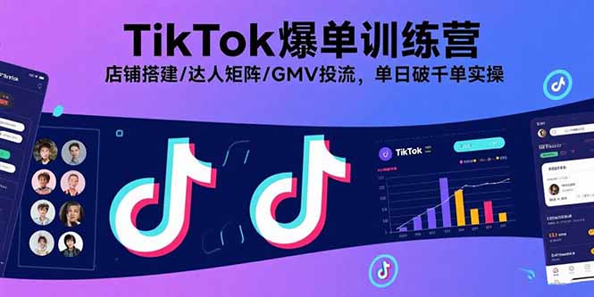 TikTok爆单训练营，店铺搭建/达人矩阵/GMV投流，单日破千单实操-萤火网创