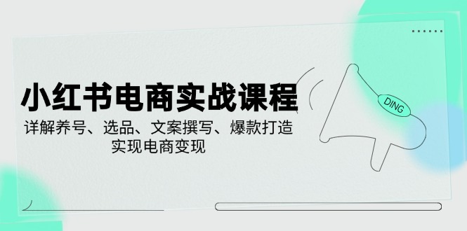小红书电商实战课程，详解养号、选品、文案撰写、爆款打造，实现电商变现-萤火网创