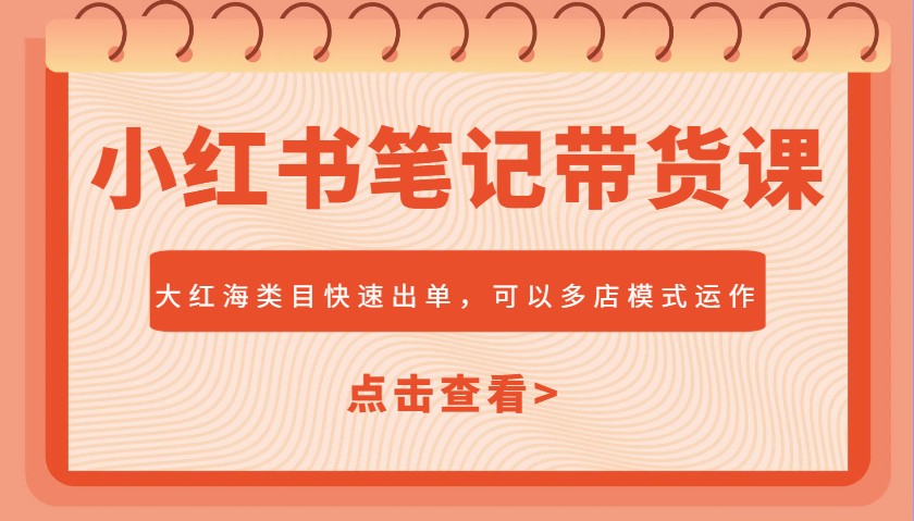 小红书笔记带货课，大红海类目快速出单，市场大，可以多店模式运作-萤火网创