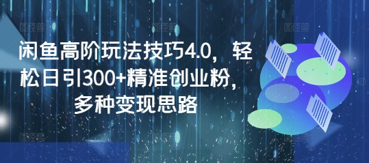 闲鱼高阶玩法技巧4.0，轻松日引300+精准创业粉，多种变现思路-萤火网创