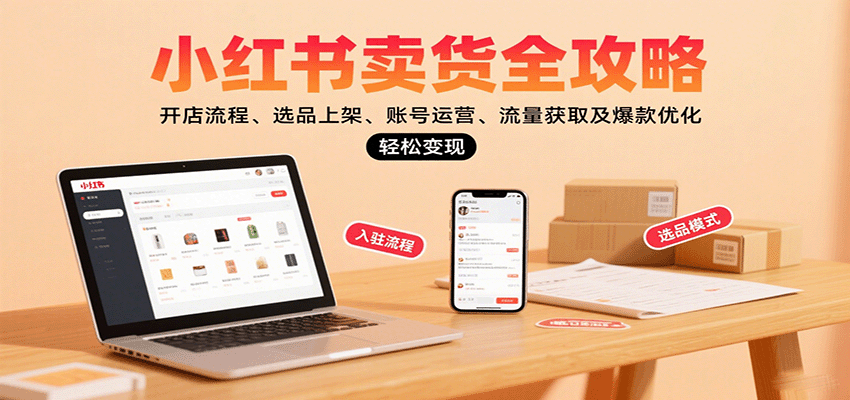 小红书卖货全攻略：开店流程、选品上架、账号运营、流量获取及爆款优化，轻松变现-萤火网创
