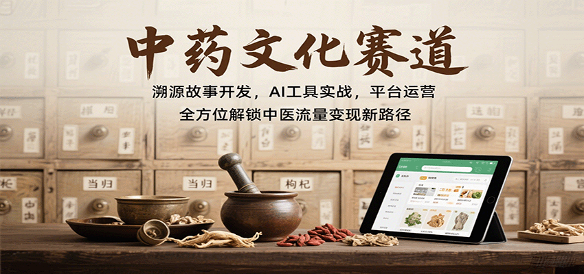 中药文化赛道：溯源故事开发，AI工具实战，平台运营，全方位解锁中医流量变现新路径-萤火网创