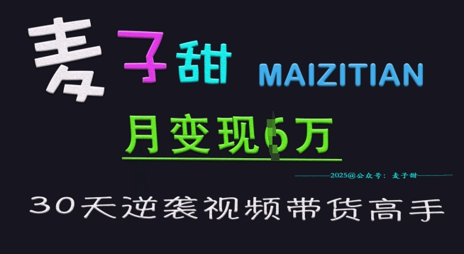 麦子甜30天逆袭视频带货高手，单月变现6W加特训营-萤火网创