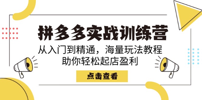 拼多多实战训练营，从入门到精通，海量玩法教程，助你轻松起店盈利-萤火网创