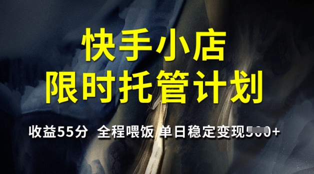 快手小店限时托管计划，收益55分，全程喂饭，单日稳定变现5张【揭秘】-萤火网创