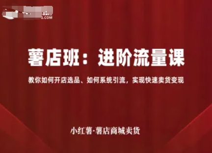小红薯薯店商城卖货，进阶流量课，教你如何开店选品、如何系统引流，实现快速卖货变现-萤火网创