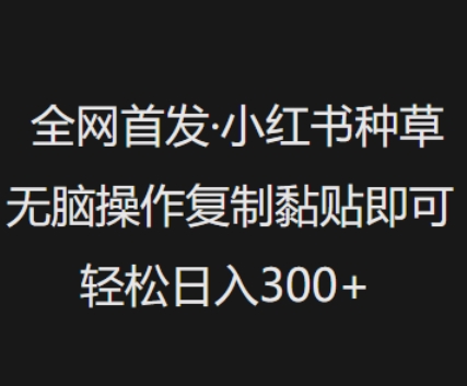 全网首发，小红书种草无脑操作，复制黏贴即可，轻松日入3张-萤火网创