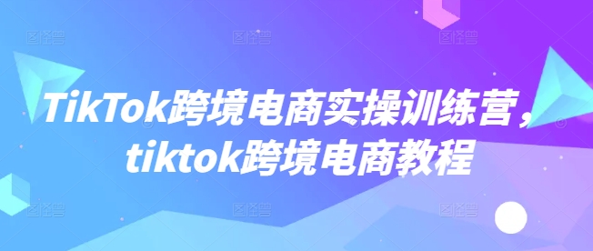 TikTok跨境电商实操训练营，tiktok跨境电商教程-萤火网创
