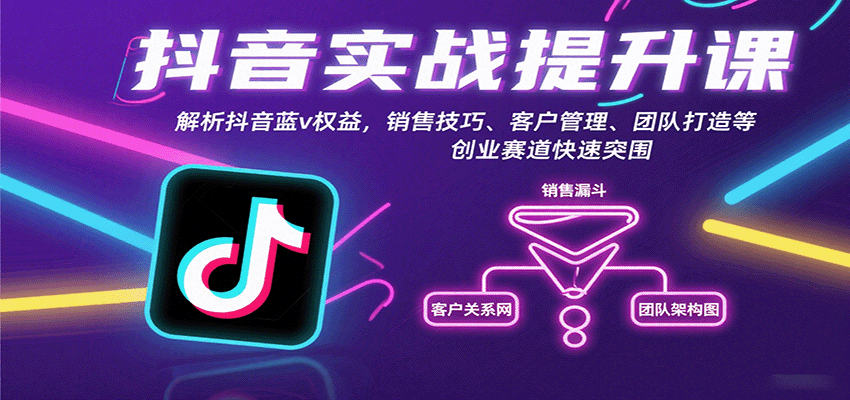 抖音实战提升课：解析抖音蓝v权益，销售技巧、客户管理、团队打造等创业赛道快速突围-萤火网创