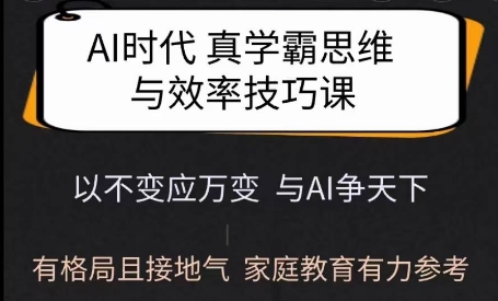 Ai时代真学霸思维与学习方法课，有格局且接地气，家庭教育有力参考-萤火网创