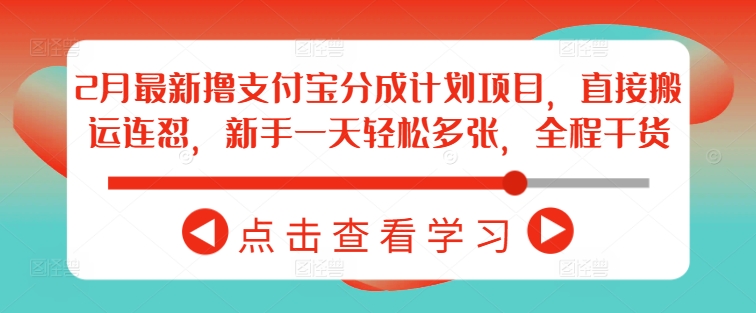2月最新撸支付宝分成计划项目，直接搬运连怼，新手一天轻松多张，全程干货-萤火网创