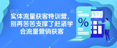 实体流量获客特训营，​别再苦苦支撑了赶紧学会流量营销获客-萤火网创