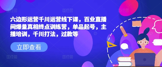 六边形运营千川运营线下课，百业直播间爆量真相终点训练营，单品起号，主播培训，千川打法，过款等-萤火网创