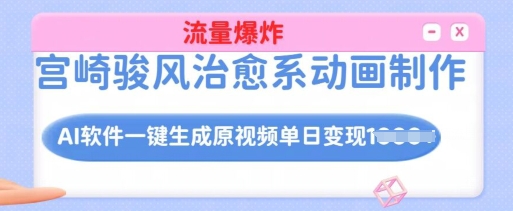 宫崎骏风治愈系动画制作，AI软件一键生成原创视频流量爆炸，单日变现多张，详细实操流程-萤火网创