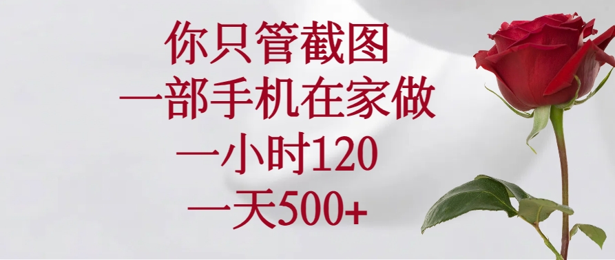 你只管截图，一部手机在家做，一小时120，一天500+-萤火网创