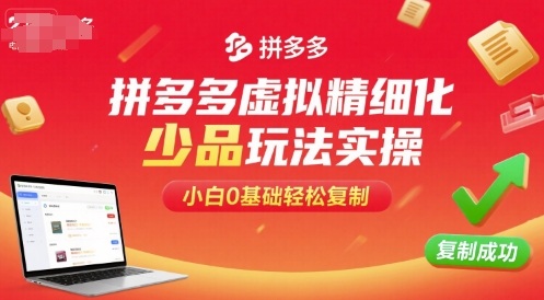 拼多多虚拟精细化少品玩法实操，小白0基础轻松复制-萤火网创
