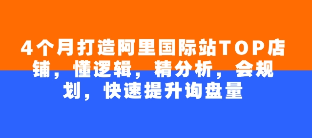4个月打造阿里国际站TOP店铺，懂逻辑，精分析，会规划，快速提升询盘量-萤火网创