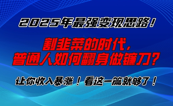 2025年最强变现思路，割韭菜的时代， 普通人如何翻身做镰刀？【揭秘】-萤火网创