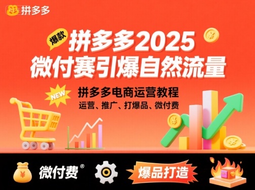 拼多多2025微付赛引爆自然流量，拼多多电商运营教程，运营、推广、打爆品、微付费-萤火网创