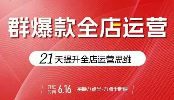 贾真电商群爆款全店运营，21天提升全店运营思维，起店、全店运营爆款不断-萤火网创