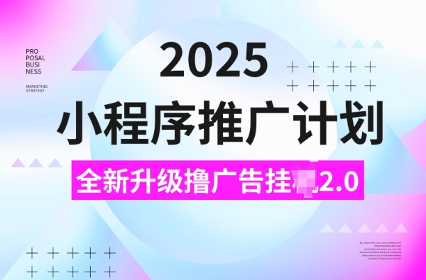 2025小程序推广计划，撸广告挂JI3.0玩法，日均5张【揭秘】-萤火网创