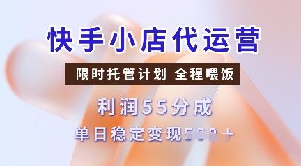 快手小店代运营，限时托管计划，收益55分，单日稳定变现多张【揭秘】-萤火网创
