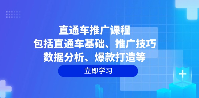 直通车推广课程：包括直通车基础、推广技巧、数据分析、爆款打造等-萤火网创