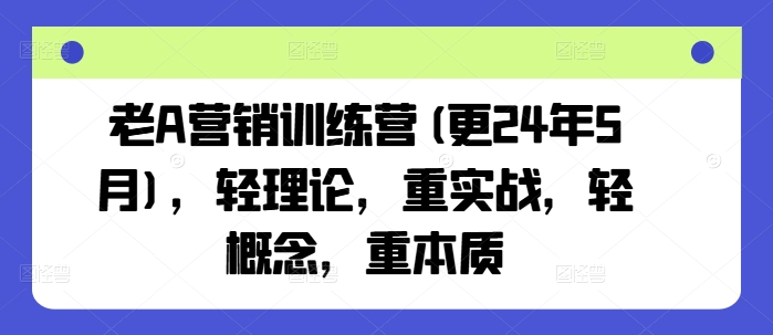老A营销训练营(更25年1月)，轻理论，重实战，轻概念，重本质-萤火网创