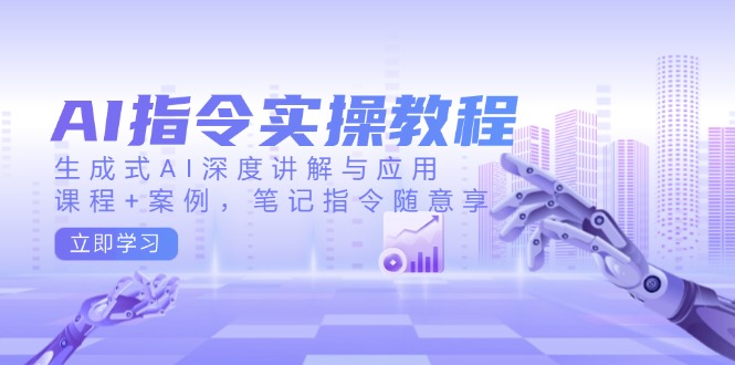 AI指令实操教程，生成式AI深度讲解与应用，课程+案例，笔记指令随意享-萤火网创