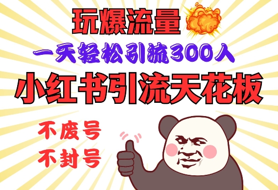 小红书引流天花板，玩爆流量，一天轻松引流300人，安全操作-萤火网创