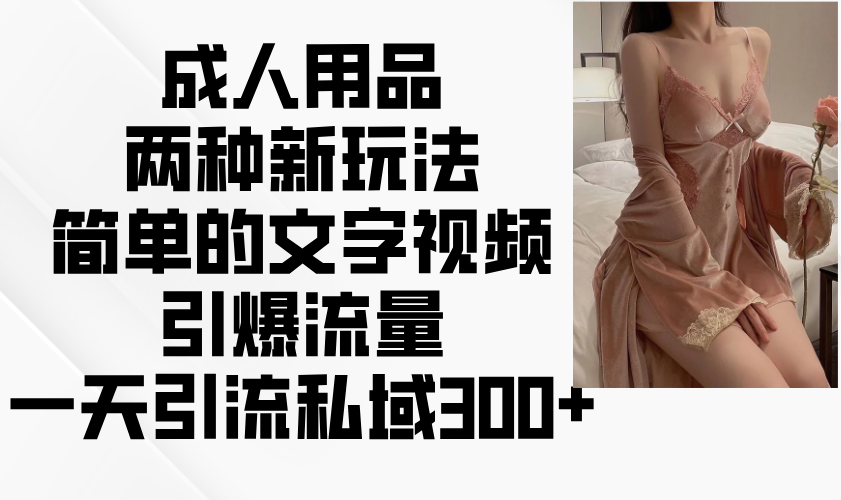 成人用品两种新玩法，简单的文字视频引爆流量，一天引流私域300+-萤火网创