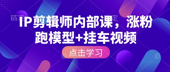 IP剪辑师内部课，涨粉跑模型+挂车视频-萤火网创