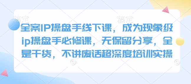 全案IP操盘手线下课，成为现象级ip操盘手必修课，无保留分享，全是干货，不讲废话超深度培训实操-萤火网创