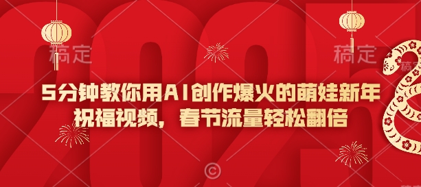 5分钟教你用AI创作爆火的萌娃新年祝福视频，春节流量轻松翻倍-萤火网创